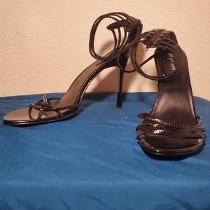 Black Pleaser heel sandals